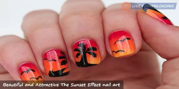 Beautiful and Attractive The Sunset Effect nail art - Livedownloading