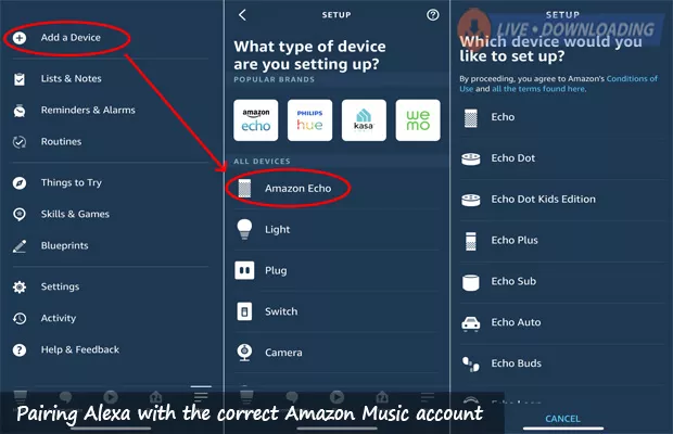 Pairing your Alexa with the correct Amazon Music account