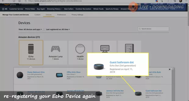 re-registering your Echo Device again