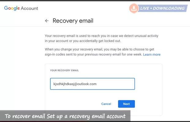 To recover email Set up a recovery email account - Livedownloading
