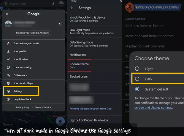 Turn off dark mode in Google Chrome Use Google Settings